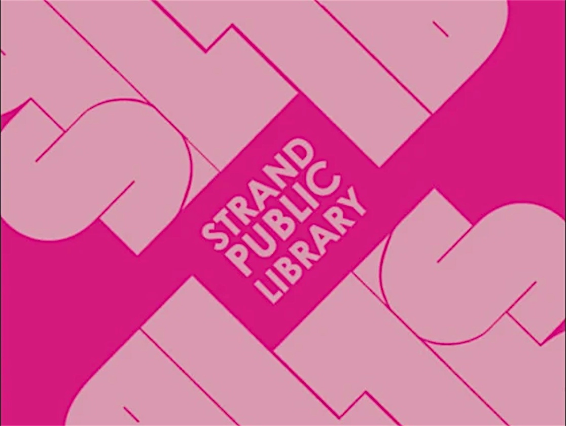 Pink Strand Public Library poster built from the SPL monogram